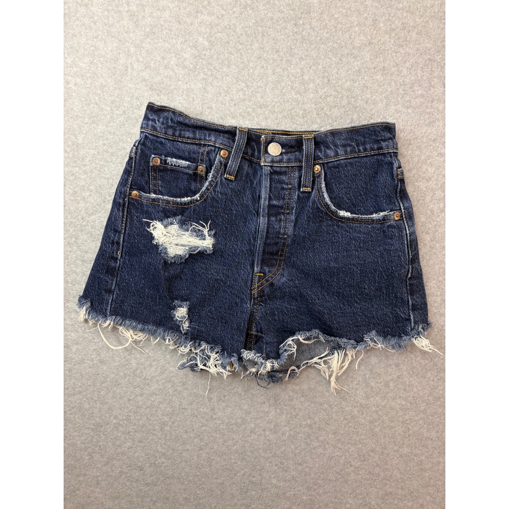 Levis 501 Original Distressed Denim Shorts Indigo Blue W24 56327-0236